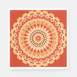 Red Yellow Orange Summer Sun Mandala Pattern Serviette