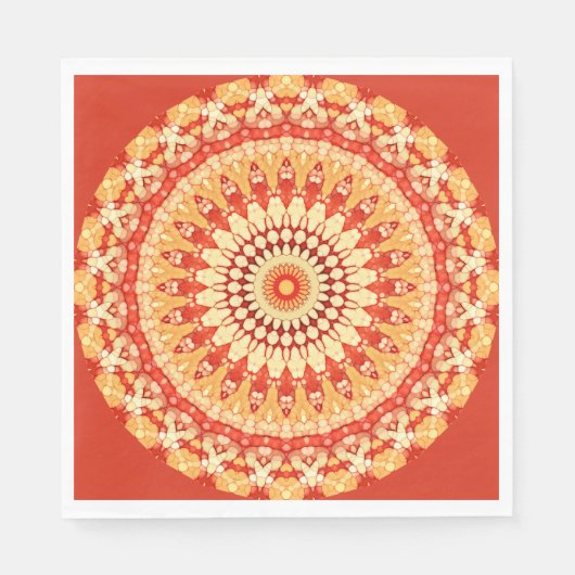 Red Yellow Orange Summer Sun Mandala Pattern Serviette (Vorderseite)