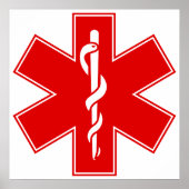 Red Yellow Orange White Nurse EMS Star of Life Poster (Vorne)