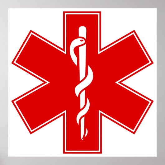 Red Yellow Orange White Nurse EMS Star of Life Poster (Vorne)