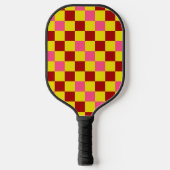 Red Yellow Pink Checkered Pattern Design  Pickleball Schläger (Vorderseite)