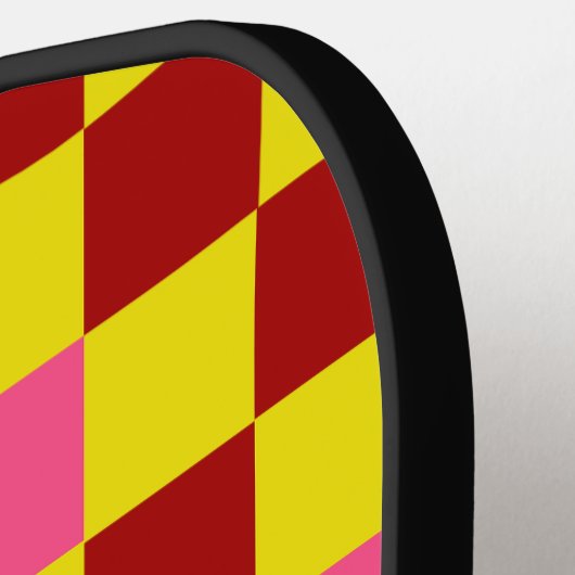 Red Yellow Pink Checkered Pattern Design Pickleball Schläger (Linke Seite)