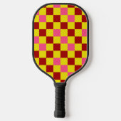 Red Yellow Pink Checkered Pattern Design  Pickleball Schläger (Rückseite)