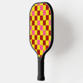 Red Yellow Pink Checkered Pattern Design  Pickleball Schläger (Links)