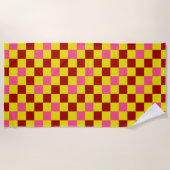 Red Yellow Pink Checkered Pattern Design  Strandtuch (Vorderseite)