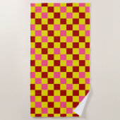 Red Yellow Pink Checkered Pattern Design  Strandtuch (Vorderseite)