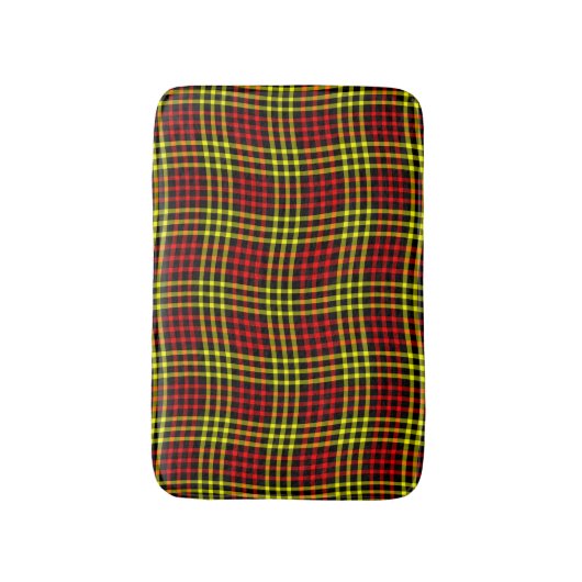 Red Yellow Plaid Checker Seamless Pattern Badematte (Vorderseite Vertikal)