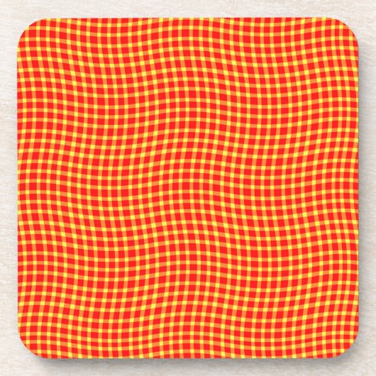Red Yellow Plaid Checker Seamless Pattern Getränkeuntersetzer (Vorderseite)