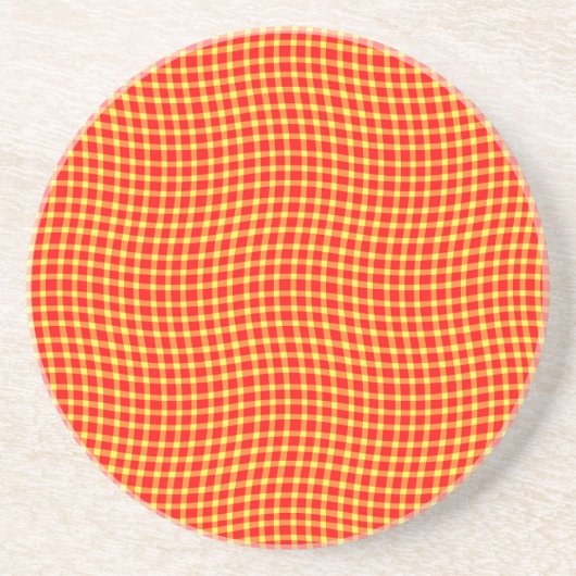 Red Yellow Plaid Checker Seamless Pattern Getränkeuntersetzer (Vorne)