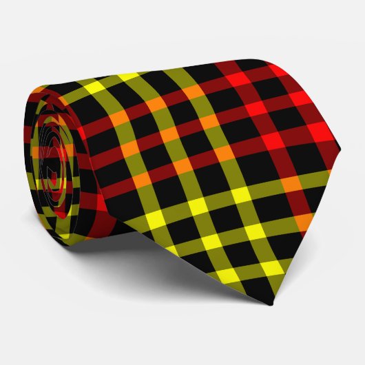 Red Yellow Plaid Checker Seamless Pattern Krawatte (Gerollt)