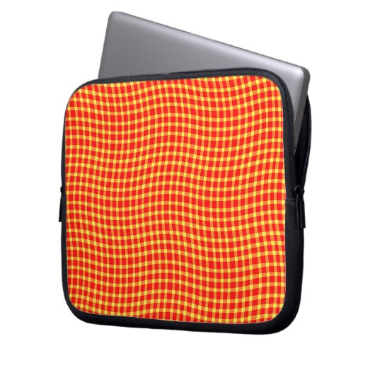 Red Yellow Plaid Checker Seamless Pattern Laptopschutzhülle (Vorderseite Links)