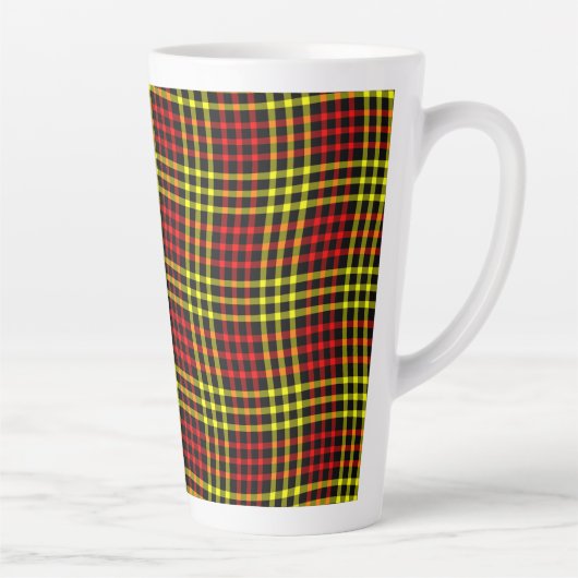 Red Yellow Plaid Checker Seamless Pattern Milchtasse (Rechts)