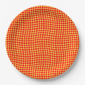 Red Yellow Plaid Checker Seamless Pattern Pappteller (Vorderseite)