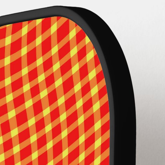 Red Yellow Plaid Checker Seamless Pattern Pickleball Schläger (Linke Seite)