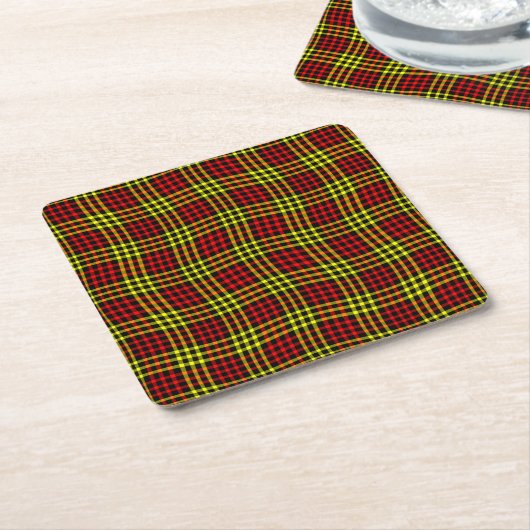 Red Yellow Plaid Checker Seamless Pattern Rechteckiger Pappuntersetzer (angewinkelt)