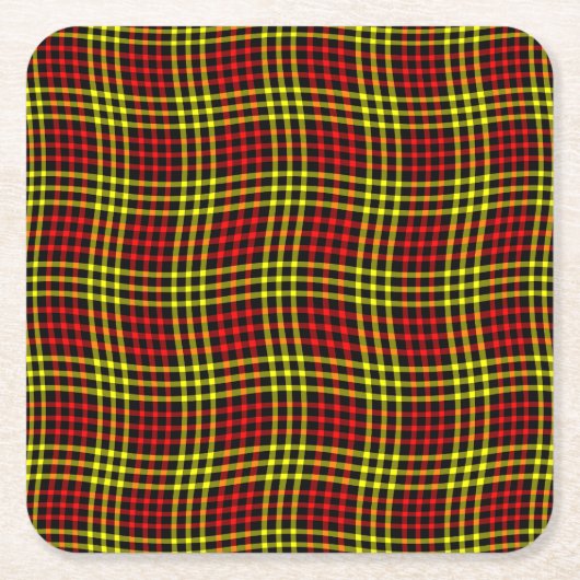 Red Yellow Plaid Checker Seamless Pattern Rechteckiger Pappuntersetzer (Vorderseite)