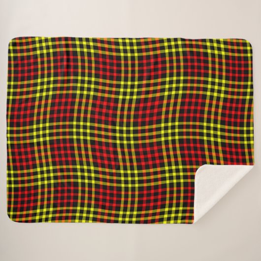 Red Yellow Plaid Checker Seamless Pattern Sherpadecke (Vorderseite (Horizontal))