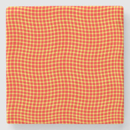 Red Yellow Plaid Checker Seamless Pattern Steinuntersetzer
