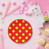 Red Yellow Polka Dots Design Pappteller (Party)