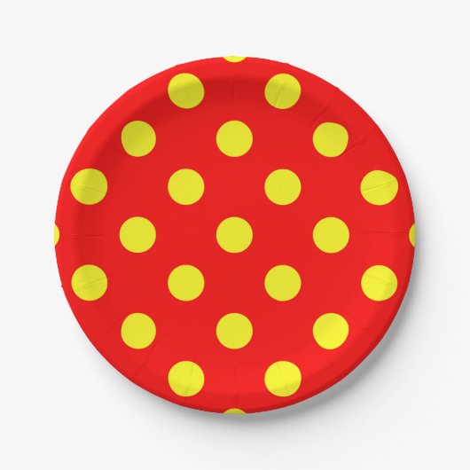Red Yellow Polka Dots Design Pappteller (Vorderseite)