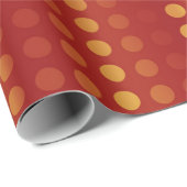 Red Yellow Polka Dots Matrix gemustert Geschenkpapier (Rolleneckpunkt)