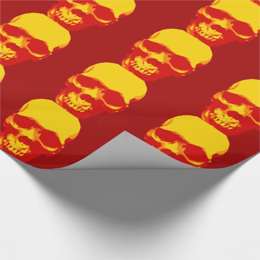 Red Yellow Pop Art Skull Weihnachtswrapper Geschenkpapier (Ecke)