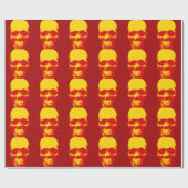 Red Yellow Pop Art Skull Weihnachtswrapper Geschenkpapier (Flach)