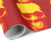 Red Yellow Pop Art Skull Weihnachtswrapper Geschenkpapier (Rolleneckpunkt)