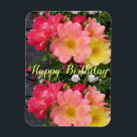 Red Yellow Rose Flower Floral Birthday Roses Magnet<br><div class="desc">Red yellow Rose Watercolor Flower Floral art Vintage Roses Birthday Card. Designed from my original photo and garden photo from my own garden.</div>