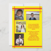 Red Yellow School Colour Abschluss Foto Kariert Einladung (Rückseite)