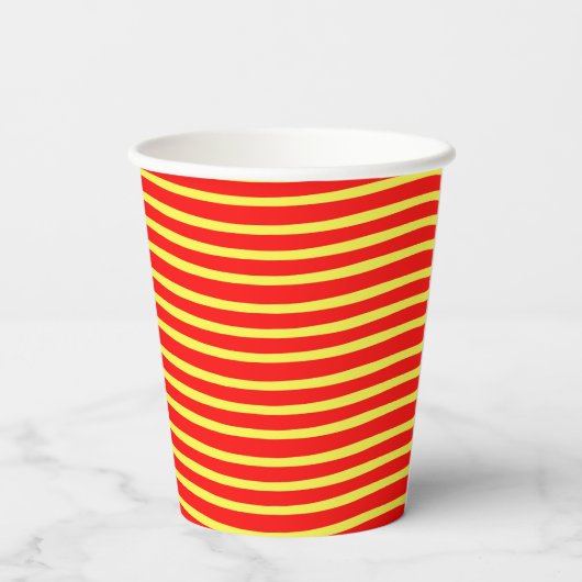 Red Yellow Stripes Seamless Pattern Pappbecher (Rückseite)