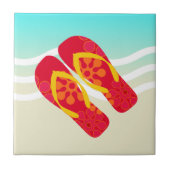 Red Yellow Summer Beach Flip Flops Fliese (Vorderseite)