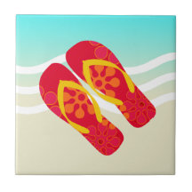 Red Yellow Summer Beach Flip Flops