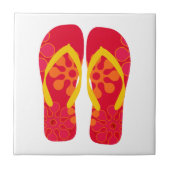 Red Yellow Summer Beach Flip Flops Keramik Tile Fliese (Vorderseite)