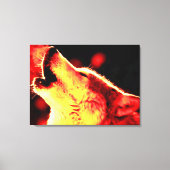 Red Yellow Tones Grau Wolf Wrapped Canvas Leinwanddruck (Vorderseite)