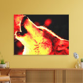 Red Yellow Tones Grau Wolf Wrapped Canvas Leinwanddruck (Insitu (Wohnzimmer))