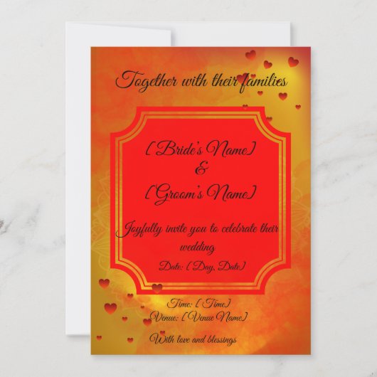 Red & Yellow Traditional Wedding Invitation |  Einladung (Vorderseite)