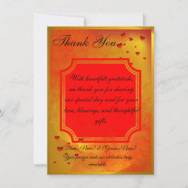 Red & Yellow Wedding Thank You Card | Traditional  Dankeskarte