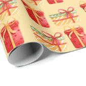 Red & Yellow Weihnachtsgeschenke Gelbes Wrapping P Geschenkpapier (Rolleneckpunkt)
