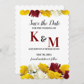Red Yellow White Gerbera Daisy Floral Save The Date (Vorne/Hinten)