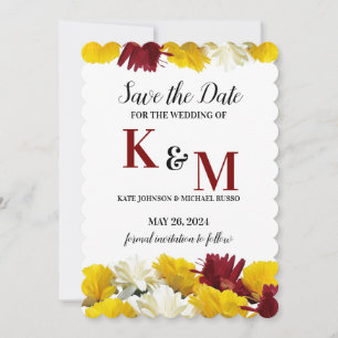 Red Yellow White Gerbera Daisy Floral Save The Date