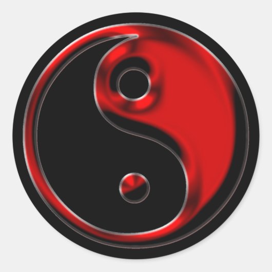 Red Yin Yang Runder Aufkleber (Vorderseite)