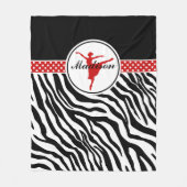 Red Your Name Zebra Print Ballet Dancer Fleecedecke (Vorderseite)
