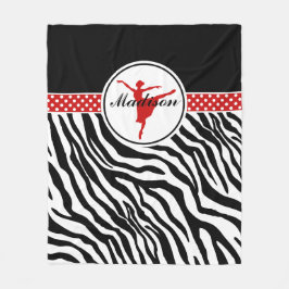 Red Your Name Zebra Print Ballet Dancer Fleecedecke