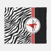 Red Your Name Zebra Print Ballet Dancer Fleecedecke (Vorderseite (Horizontal))