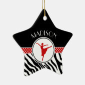 Red Your Name Zebra Print Ballet Dancer Keramikornament (Rechts)