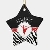 Red Your Name Zebra Print Ballet Dancer Keramikornament (Links)