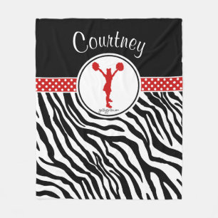 Red Your Name Zebra Print Chef / Pom Fleecedecke