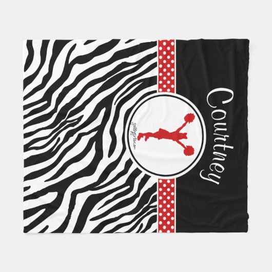 Red Your Name Zebra Print Chef / Pom Fleecedecke (Vorderseite (Horizontal))