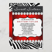 Red Zebra 16 . Geburtstag Geburtstagspartei Einladung (Vorne/Hinten)